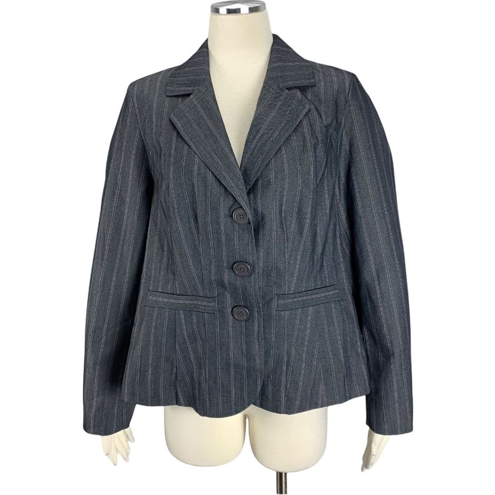NWT Lane Bryant Sz 14 Blazer Jacket Career Gray Pink Stretch $89.95